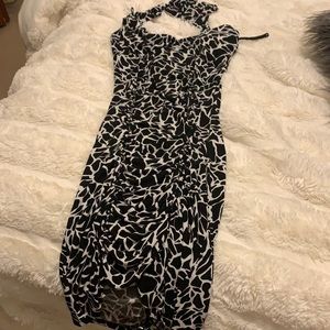 Black and white halter dress